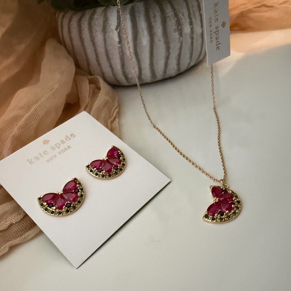 Kate Spade Watermelon Necklace and Earring Ser - Picture 2 of 4